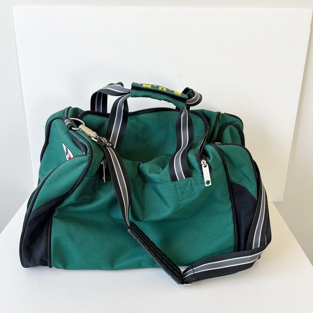 Vintage 90's Bum Equipment XXL Duffle Gym Travel Bag Embroidered B.U.M. Green - Picture 2 of 8